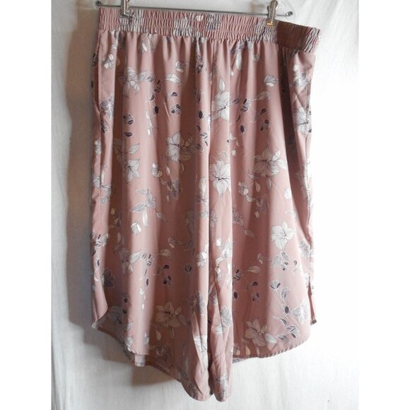 QVC LOGO Lori Goldstein Wide leg Capri Pants Sz 20W floral Dusty mauve - Picture 1 of 8